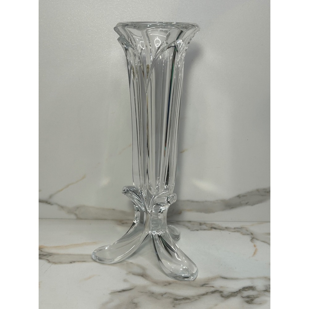 Vintage Cristal d'Arques France 24% Lead Crystal Footed Bud Vase 3 Petal Base